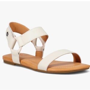 UGG Rynell Flat Sandals Cream Leather Ankle Strap | Size 11